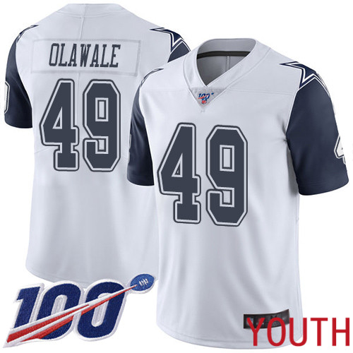 Youth Dallas Cowboys Limited White Jamize Olawale #49 100th Season Rush Vapor Untouchable NFL Jersey
